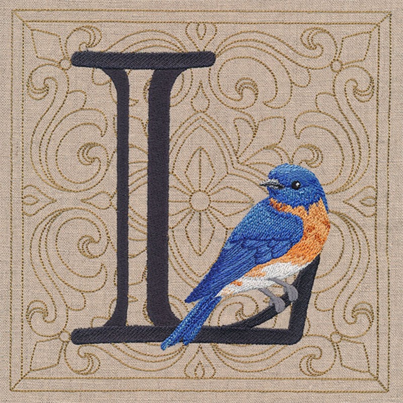 For the Love of Birds Square – Letter L & Bluebird