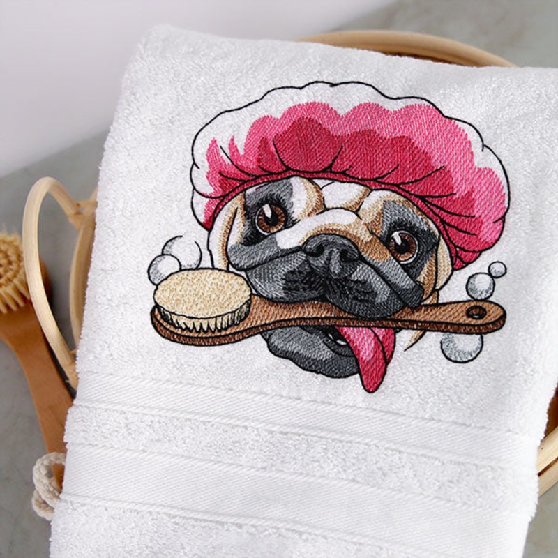 Bubble Bath Delights Pug|6.58″ x 7.8″ / 167.15mm x 198.07mm|5.85″ x 6.93″ / 148.63mm x 176.06mm|4.85″ x 5.75″ / 123.21mm x 145.93mm|All Sizes