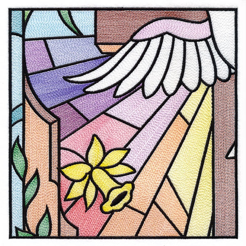 Cross & Dove Stained Glass Window Easter Scene 3