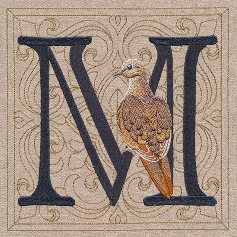For the Love of Birds Square – Letter M and Mourning Dove