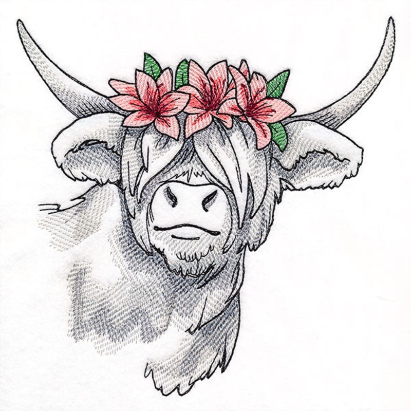 Lilies and Sunshine Highland Cow