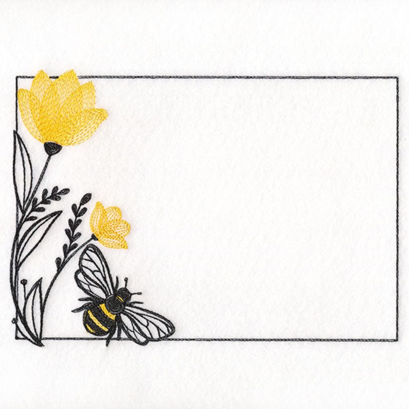 Summer Buzz Bee Quilt Label|5.65″ x 7.8″ / 143.44mm x 198.09mm|4.85″ x 6.7″ / 123.19mm x 170.13mm|2.79″ x 3.85″ / 70.79mm x 97.77mm|All Sizes