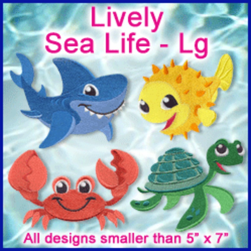 A Lively Sea Life Design Pack|6.57″ x 5″ / 167mm x 127mm|3.9″ x 3.9″ / 99mm x 99mm|All Sizes