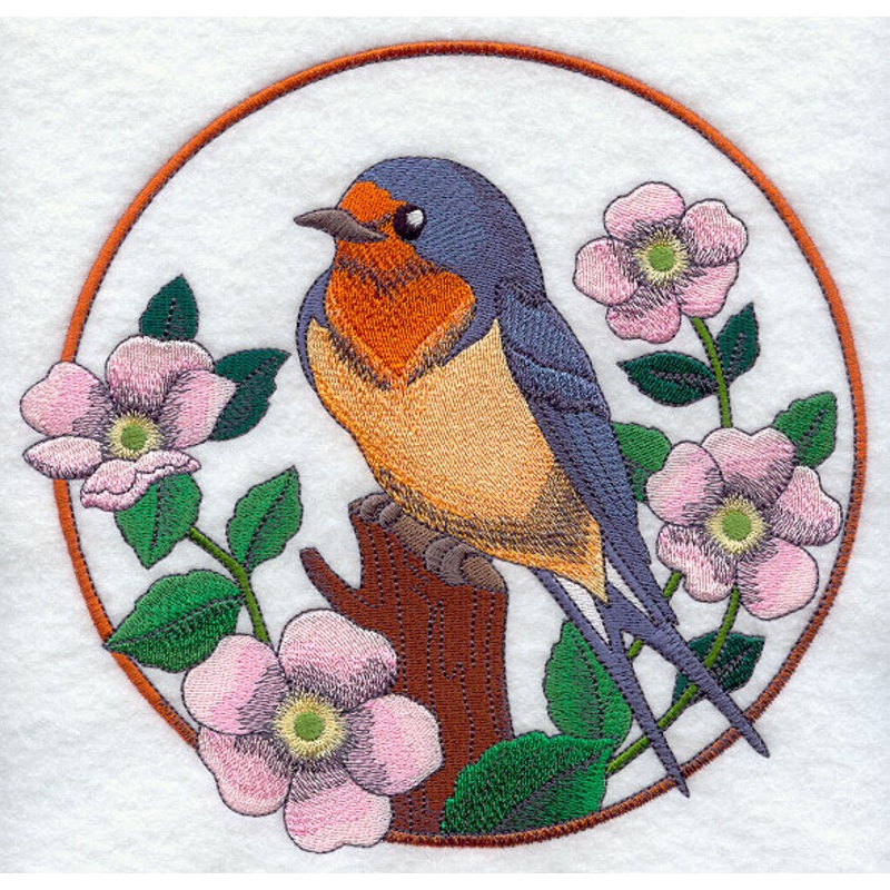 Barn Swallow and Wild Rose Circle
