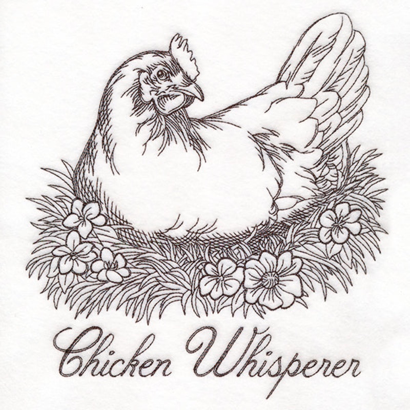 Chicken Whisperer Etching|7.8″ x 7.42″ / 198.06mm x 188.38mm|7″ x 6.66″ / 177.78mm x 169.05mm|6.15″ x 5.85″ / 156.23mm x 148.59mm|5.1″ x 4.85″ / 129.51mm x 123.19mm|All Sizes