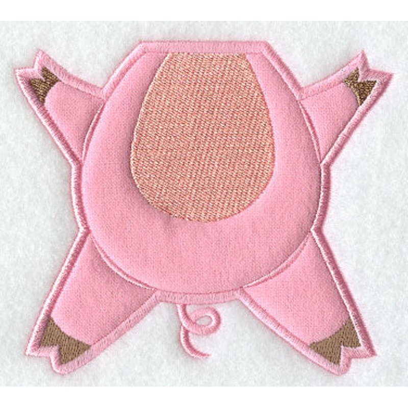 Bib Buddies – Pig (Applique)|4.28″ x 4.89″ / 108.63mm x 124.09mm|3.41″ x 3.88″ / 86.5mm x 98.67mm|All Sizes