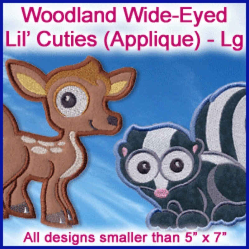 A Woodland Wide-Eyed Lil’ Cuties (Applique) Design Pack