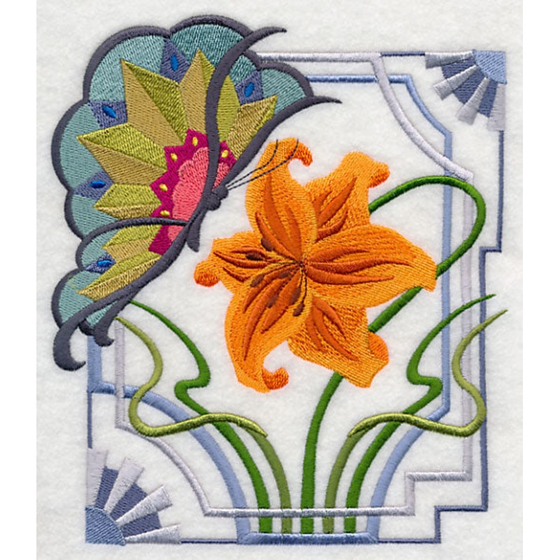 Art Deco Butterfly and Tiger Lily