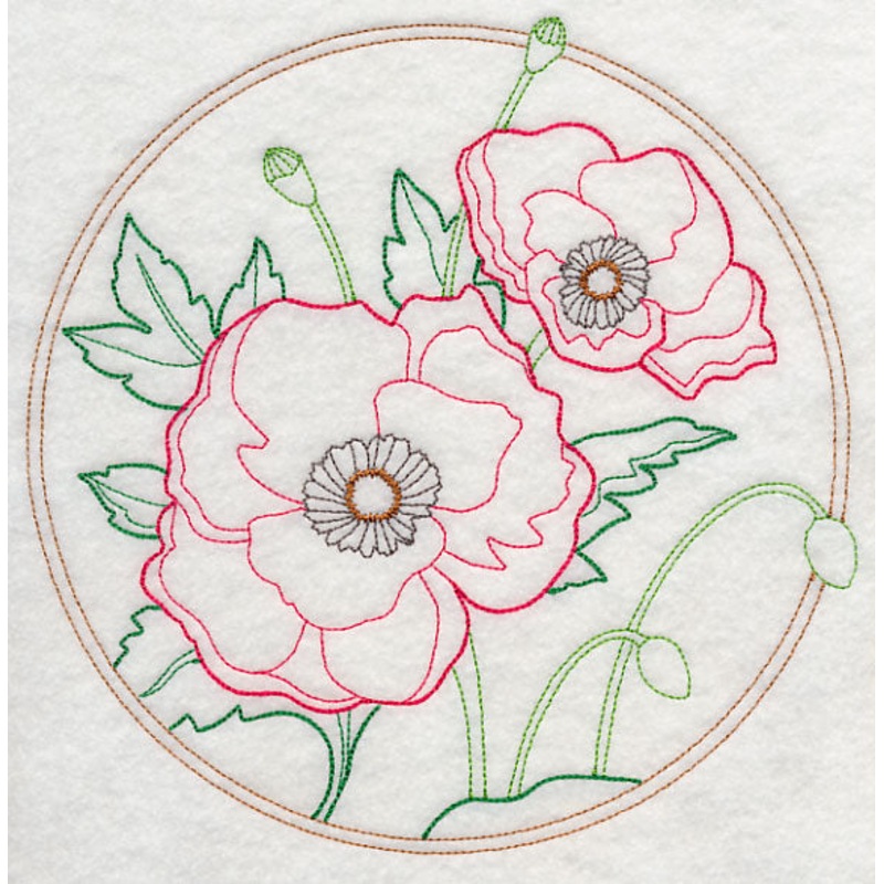 Elegant Flower Circle – Poppy (Vintage)