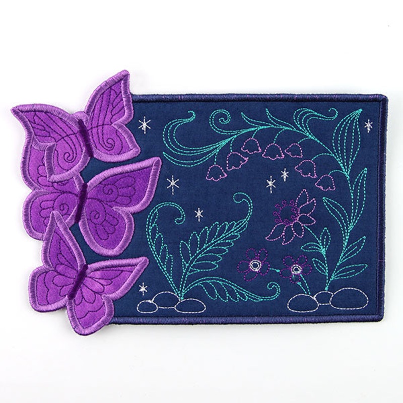 Twilight and Butterflies Garden Mug Rug (In-the-Hoop)