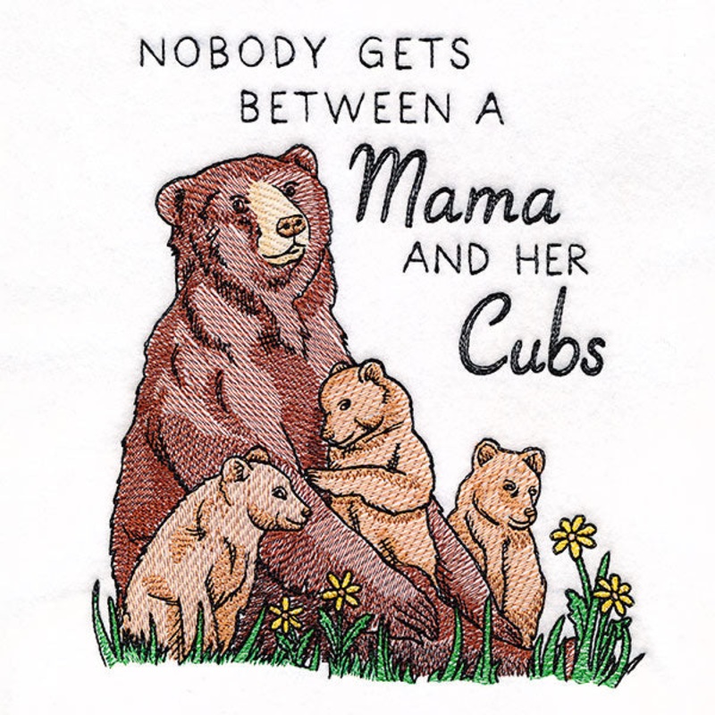 A Mama and Her Cubs|7.8″ x 6.7″ / 198.09mm x 170.21mm|6.81″ x 5.85″ / 173.05mm x 148.67mm|5.65″ x 4.85″ / 143.48mm x 123.27mm|All Sizes