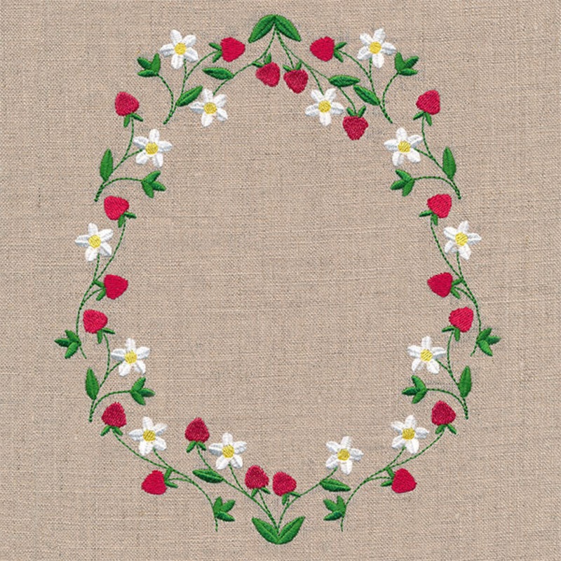 Sweet As Strawberries Wreath|7.81″ x 6.57″ / 198.37mm x 166.94mm|6.98″ x 5.87″ / 177.31mm x 149.2mm|6.35″ x 5.34″ / 161.22mm x 135.66mm|5.77″ x 4.86″ / 146.6mm x 123.34mm|All Sizes