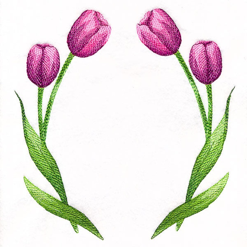 Tulips Wreath|7.79″ x 7.51″ / 197.91mm x 190.79mm|7″ x 6.74″ / 177.67mm x 171.22mm|6.07″ x 5.85″ / 154.13mm x 148.59mm|5.03″ x 4.85″ / 127.78mm x 123.19mm|All Sizes