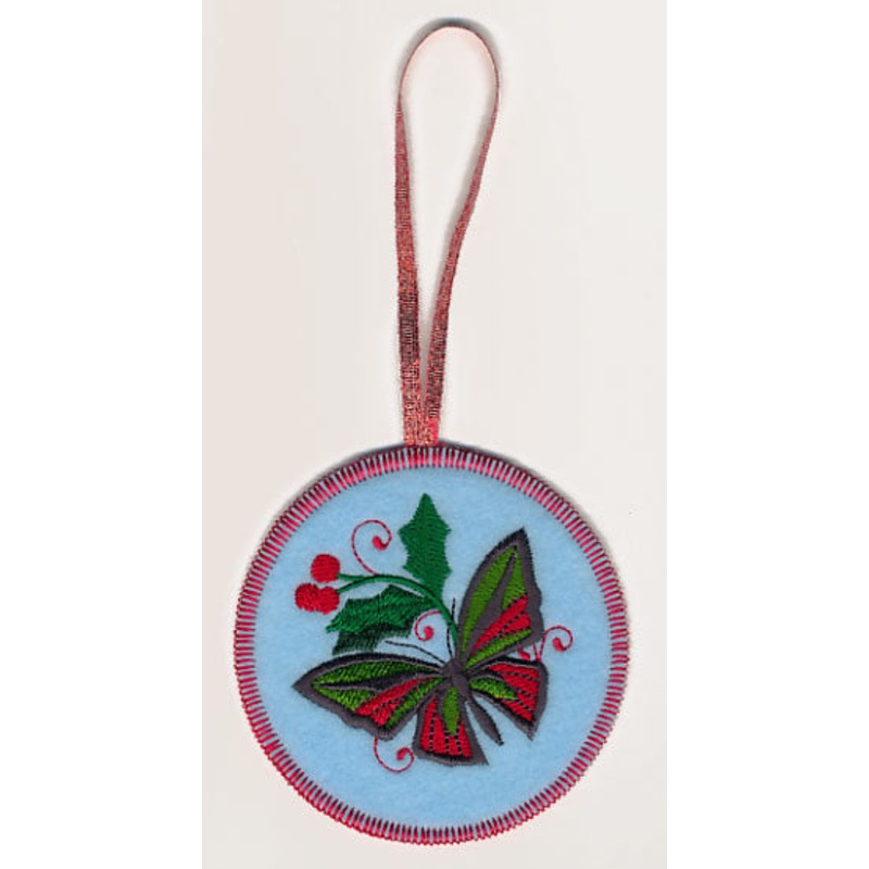 Christmas Butterfly 1 Ornament (In-the-Hoop)
