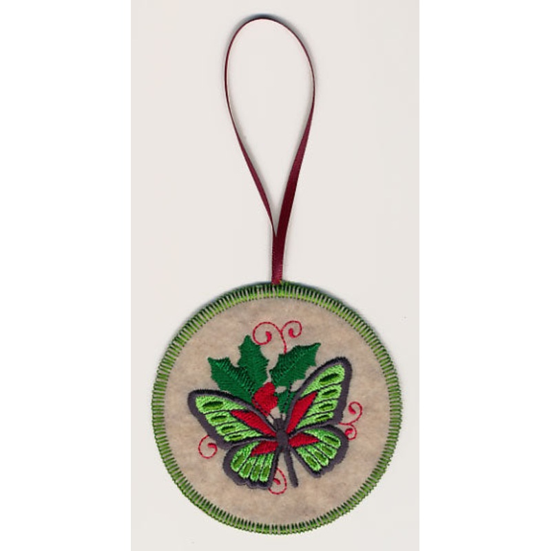 Christmas Butterfly 3 Ornament (In-the-Hoop)