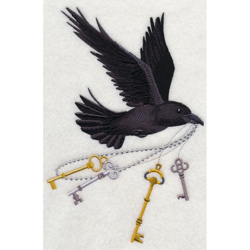 Flying Raven with Skeleton Keys