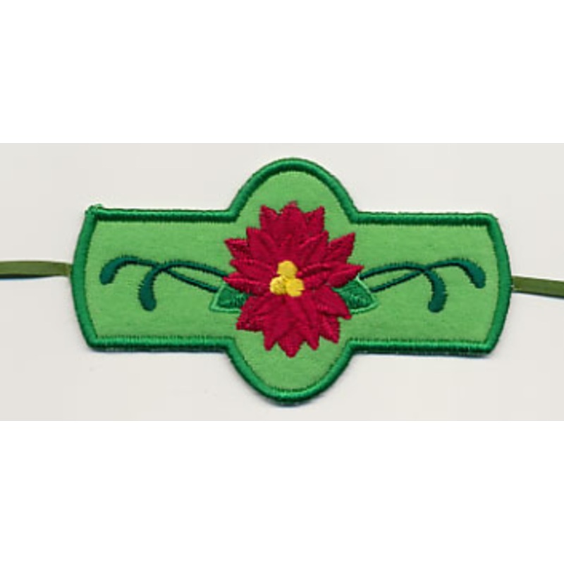 Christmas Blessings Poinsettia Napkin Ring (In-the-Hoop)