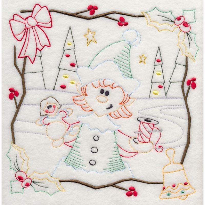 Country Christmas Square – Girl Elf (Vintage)