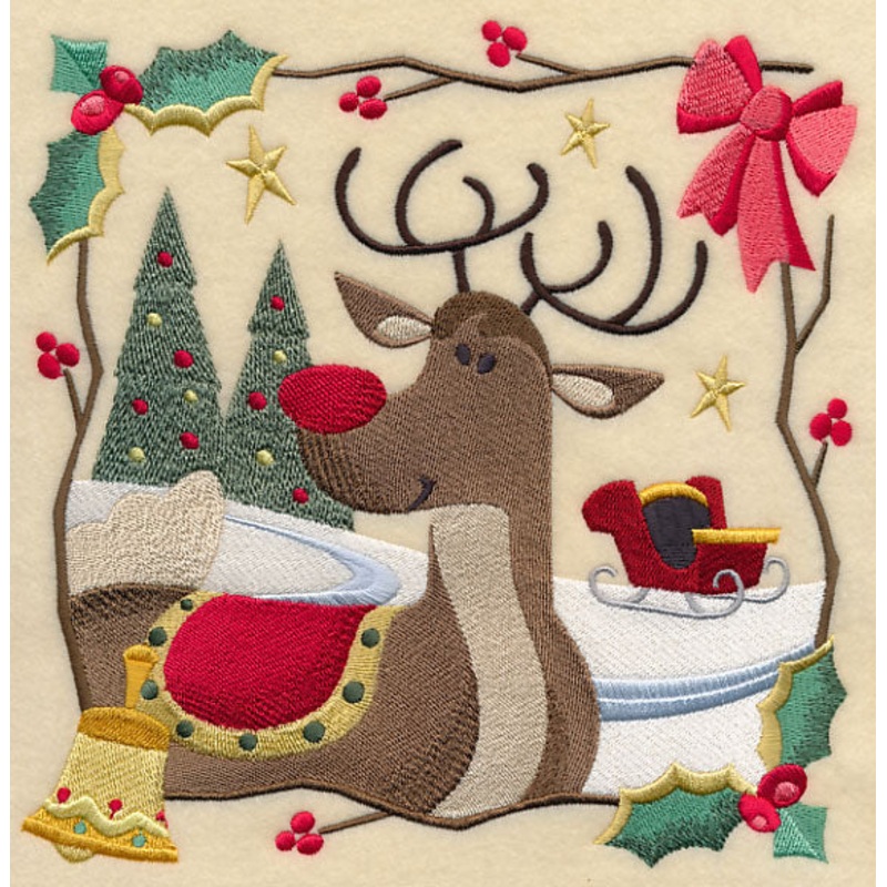 Country Christmas Square – Rudolph