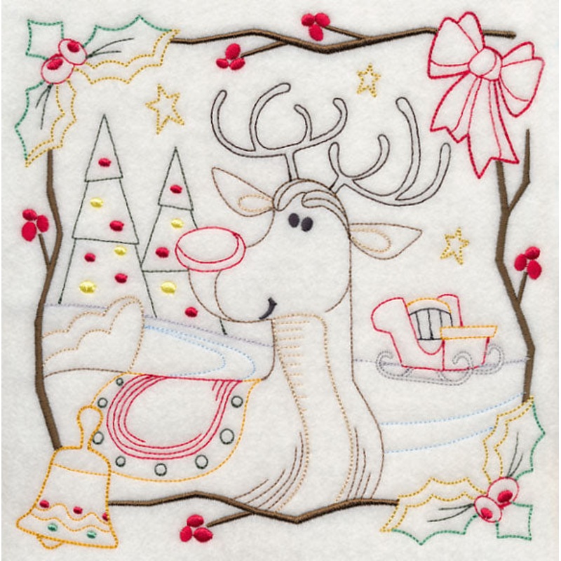 Country Christmas Square – Rudolph (Vintage)