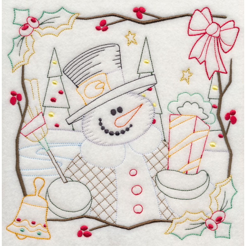 Country Christmas Square – Snowman (Vintage)
