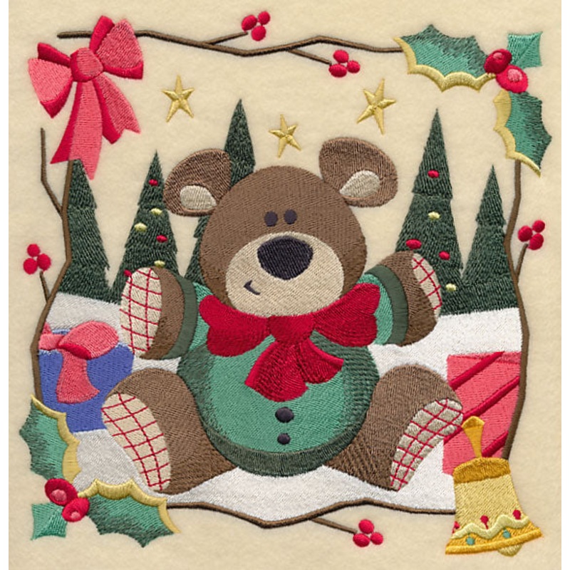 Country Christmas Square – Teddy Bear