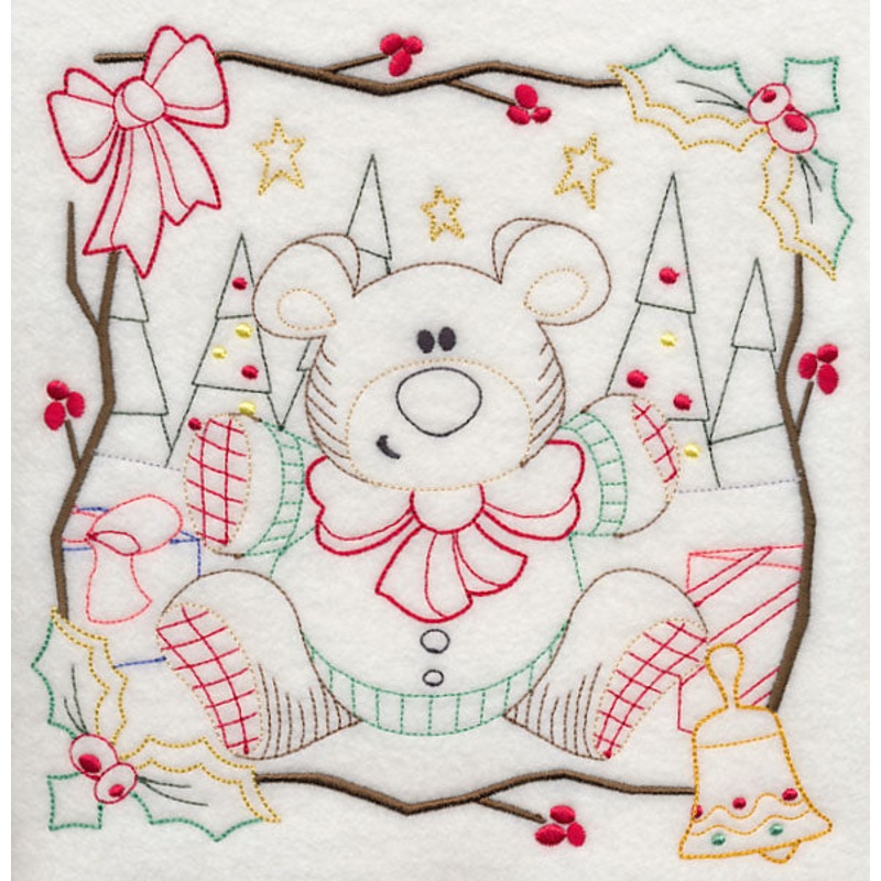 Country Christmas Square – Teddy Bear (Vintage)