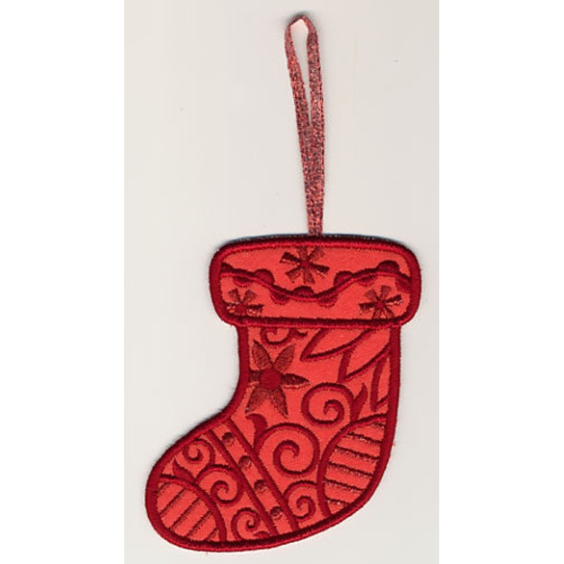 Filigree Christmas Stocking Ornament (In-the-Hoop)