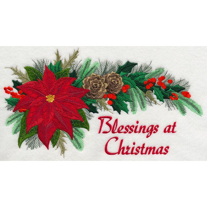 Blessings at Christmas Swag|6.54″ x 11.77″ / 166.11mm x 298.88mm|5.29″ x 9.38″ / 134.44mm x 238.32mm|4.39″ x 7.83″ / 111.48mm x 198.86mm|3.79″ x 6.83″ / 96.21mm x 173.55mm|All Sizes
