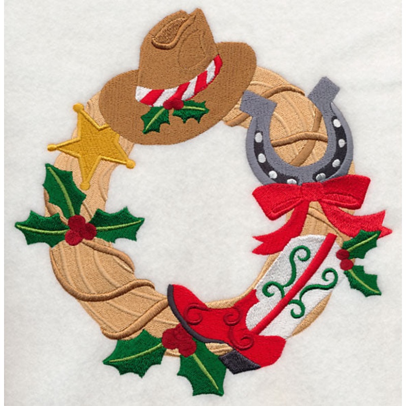 Christmas Cowboy Wreath|7.79″ x 7.72″ / 197.98mm x 196.01mm|6.9″ x 6.82″ / 175.2mm x 173.26mm|5.85″ x 5.78″ / 148.62mm x 146.86mm|4.84″ x 4.78″ / 122.81mm x 121.33mm|3.85″ x 3.81″ / 97.72mm x 96.7mm|All Sizes