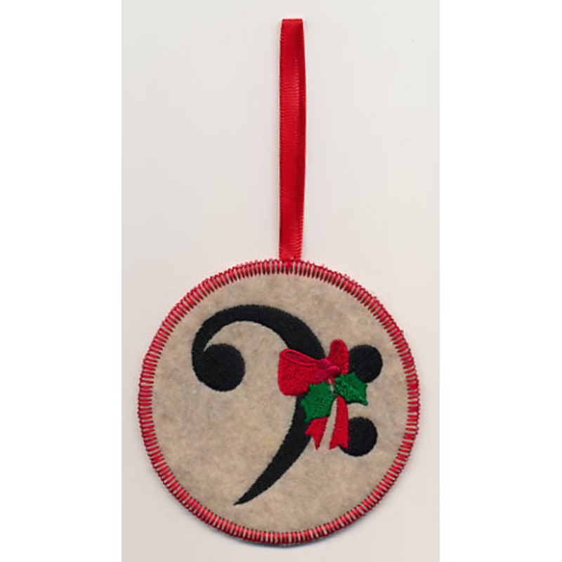 Bass Clef with Holly Ornament (In-the-Hoop)