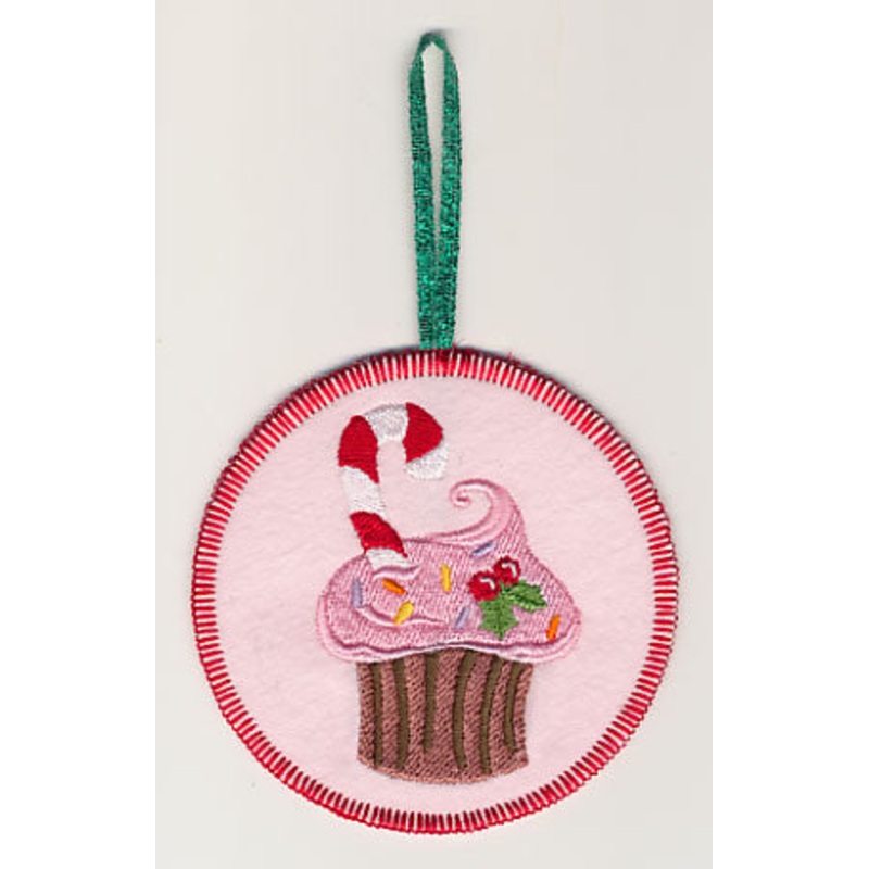 Candy Cane Cupcake Ornament (In-the-Hoop)
