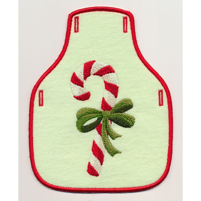 Candy Cane in a Bow Bottle Apron (In-the-Hoop)