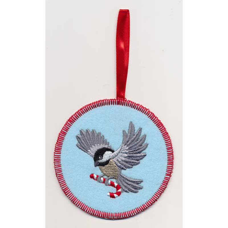 Chickadee with Candy Cane Ornament (In-the-Hoop)