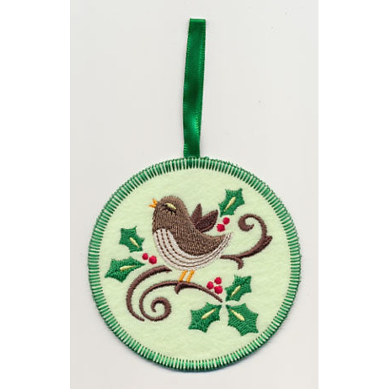 Christmas Bird Song Ornament (In-the-Hoop)