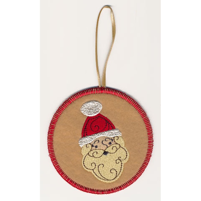 Christmas Doodle Santa Claus Ornament (In-the-Hoop)