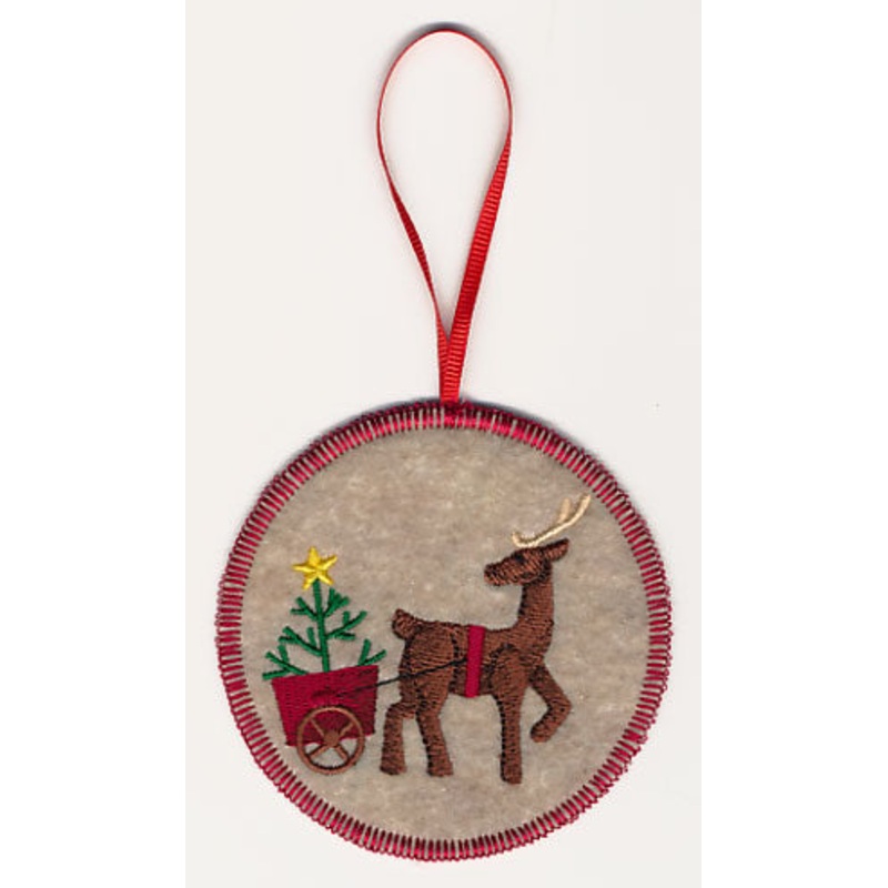 Christmas Reindeer with Cart and Tree Ornament (In-the-Hoop)