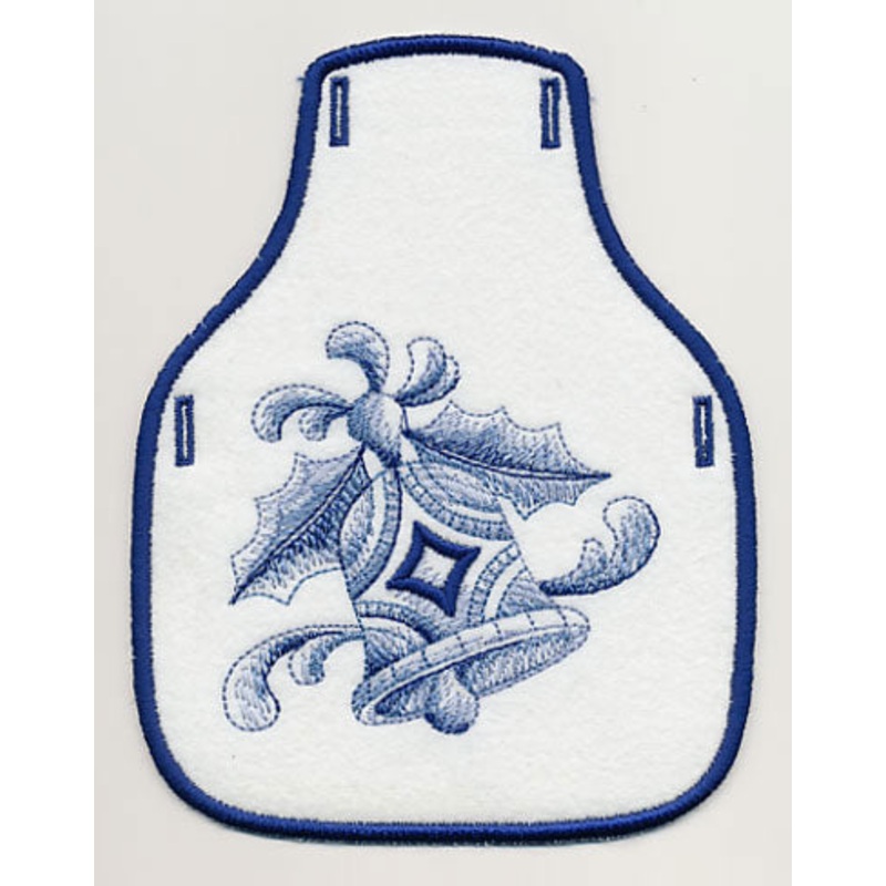 Delft Blue Christmas Bell Bottle Apron (In-the-Hoop)