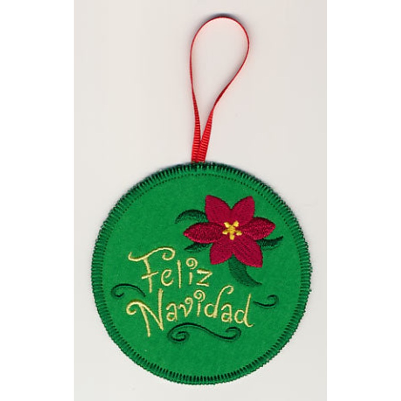 Feliz Navidad with Poinsettia Ornament (In-the-Hoop)
