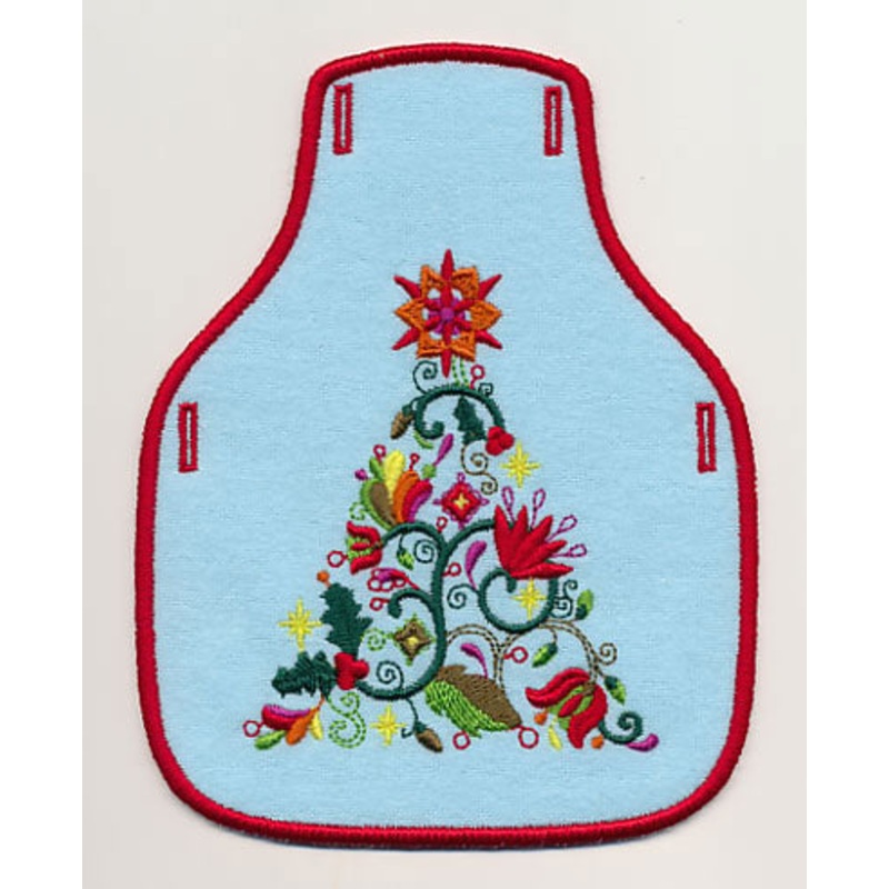Floral Christmas Tree Bottle Apron (In-the-Hoop)