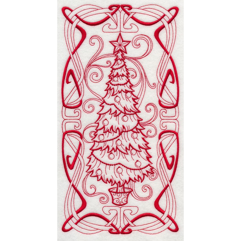 Art Nouveau Christmas Tree (Redwork)