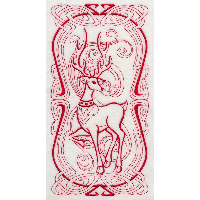 Art Nouveau Reindeer (Redwork)