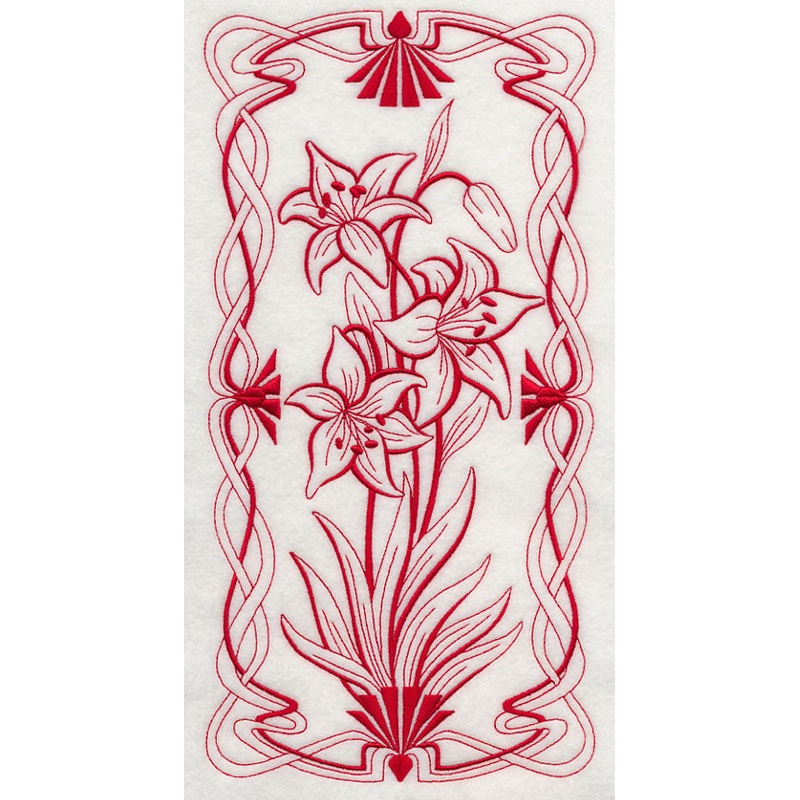 Art Nouveau Scarlet Lily (Redwork)