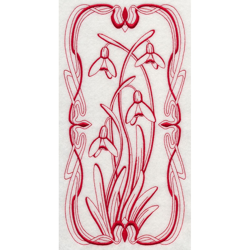 Art Nouveau Snowdrops (Redwork)