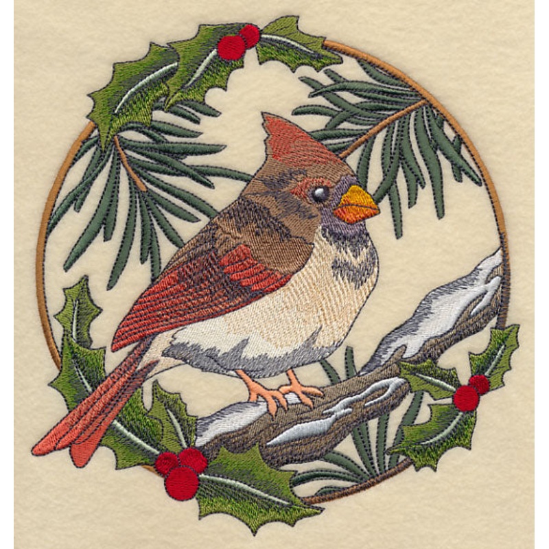 Cardinal in Christmas Blooms – Female