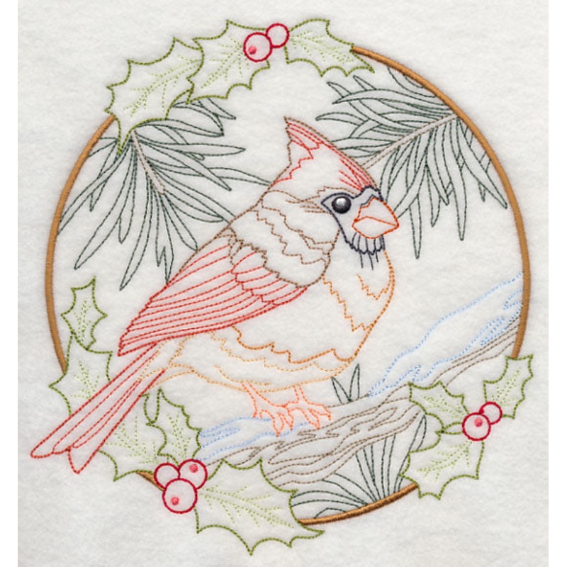 Cardinal in Christmas Blooms – Female (Vintage)