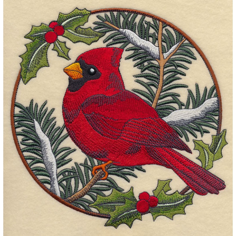 Cardinal in Christmas Blooms – Male