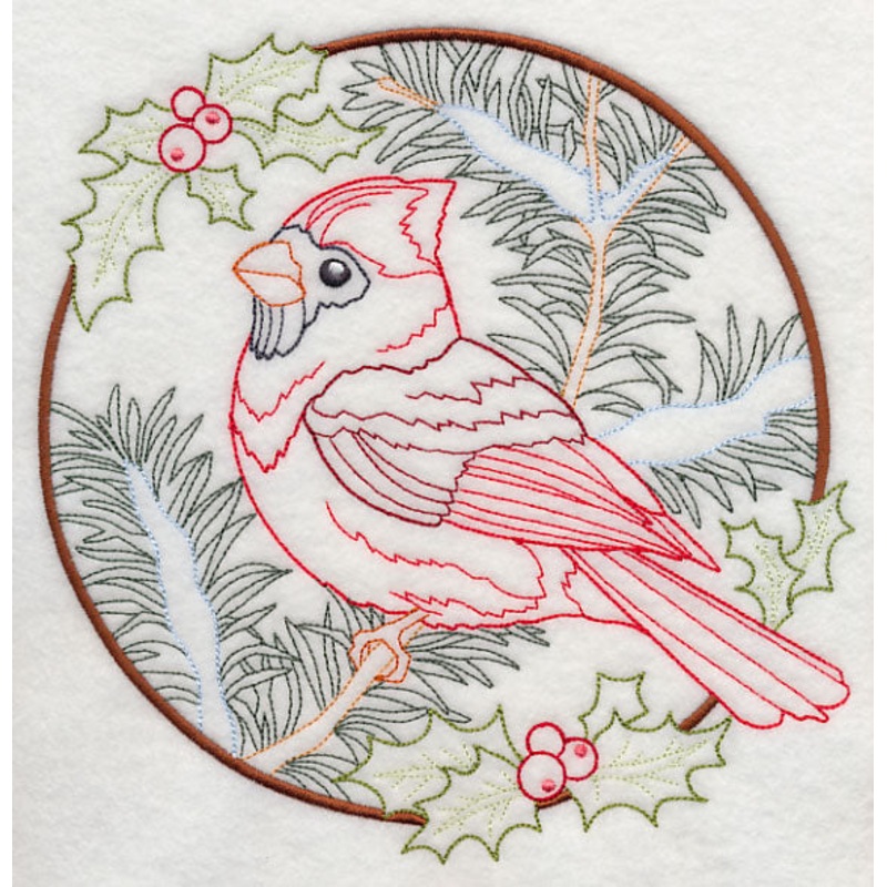 Cardinal in Christmas Blooms – Male (Vintage)