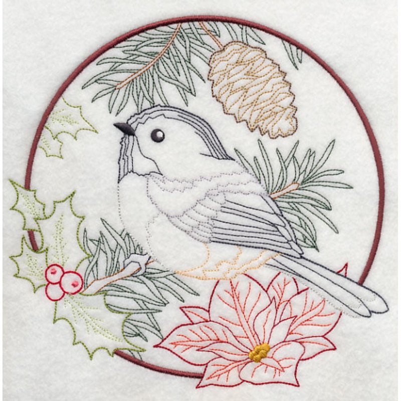 Chickadee in Christmas Blooms (Vintage)