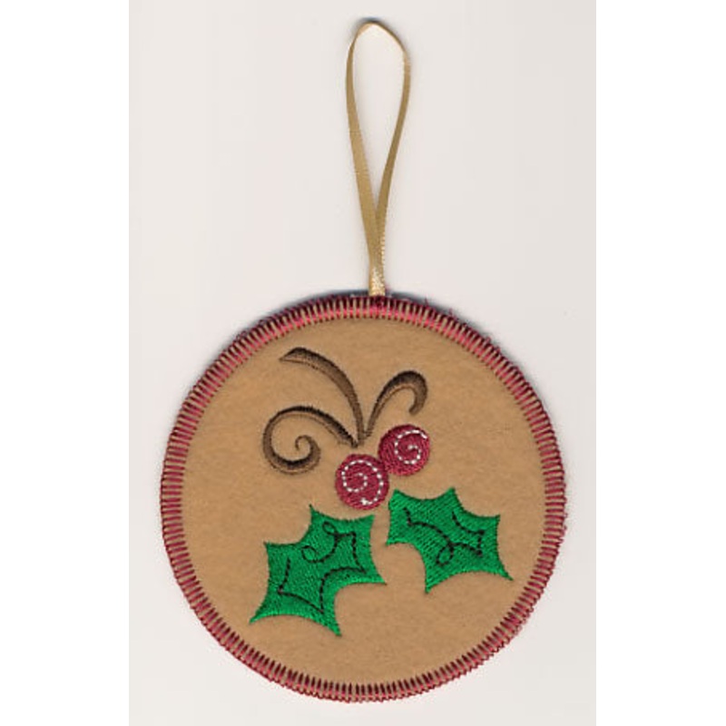 Christmas Doodle Holly Ornament (In-the-Hoop)